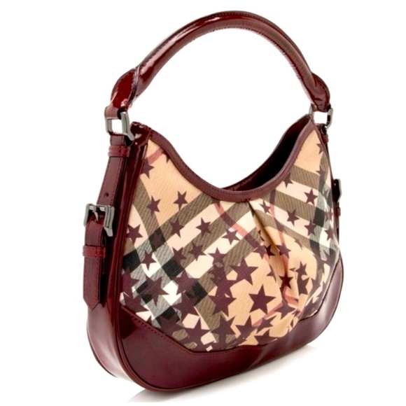 BURBERRY Maroon & Tan Star Print Canvas & Patent Leather Wallet, EUC - Picture 15 of 16